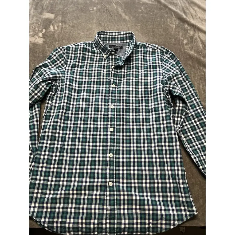 Banana Republic Mens‎ Blue Plaid Soft Wash Slim Fit Shirt Small